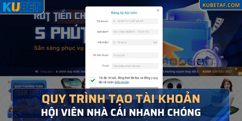 Quy trình tạo tài khoản hội viên nhà cái nhanh chóng