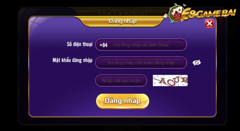 Cách đăng nhập tài khoản vào cổng game đánh bài 68 